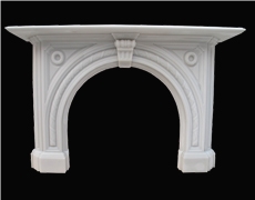Sichuan White Marble Handcarved Fireplaces Mantel, Western Style