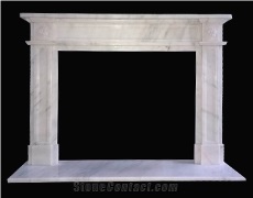 Sichuan White Marble Handcarved Fireplaces Mantel, Western Style