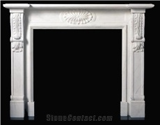 Sichuan White Marble Handcarved Sculptured Fireplaces Mantel