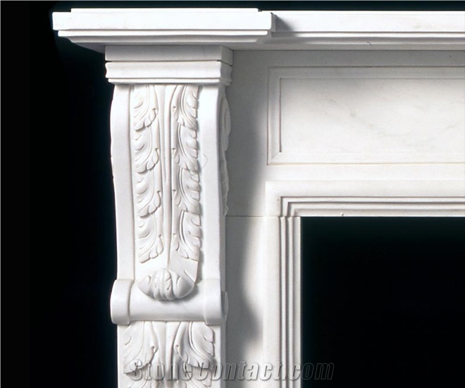 Sichuan White Marble Handcarved Sculptured Fireplaces Mantel