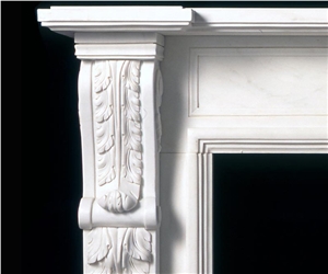 Sichuan White Marble Handcarved Sculptured Fireplaces Mantel