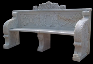 Stone Furniture/Bench and Table/White Marble Handcarved /Western Style