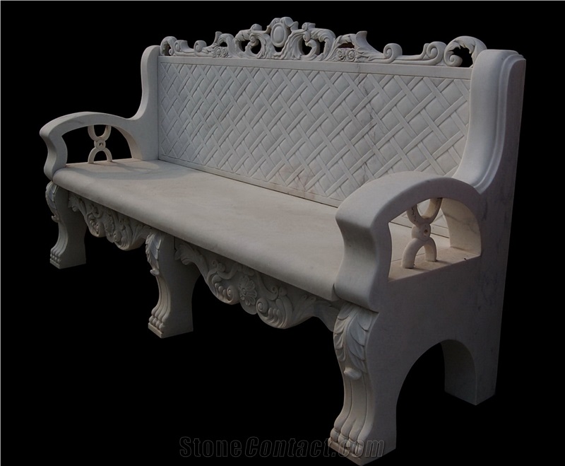Stone Furniture/Bench and Table/White Marble Handcarved /Western Style