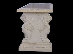 Stone Furniture/Bench and Table/White Marble Handcarved /Western Style