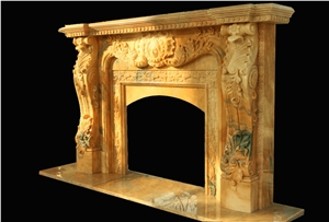 Sunset Red Marble Stone Fireplace Mantel