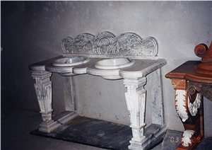 Table Bench Vase Marble Stone Fireplace Sculpture Handcarved Mantel