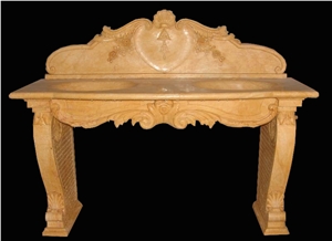 Table Bench Vase Marble Stone Fireplace Sculpture Handcarved Mantel