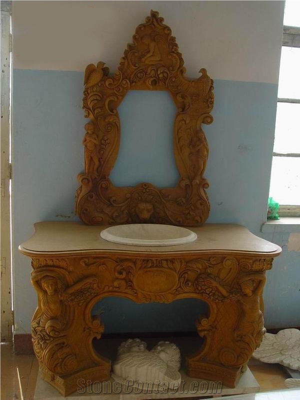 Table Bench Vase Marble Stone Sculpture Handcarved Mantel