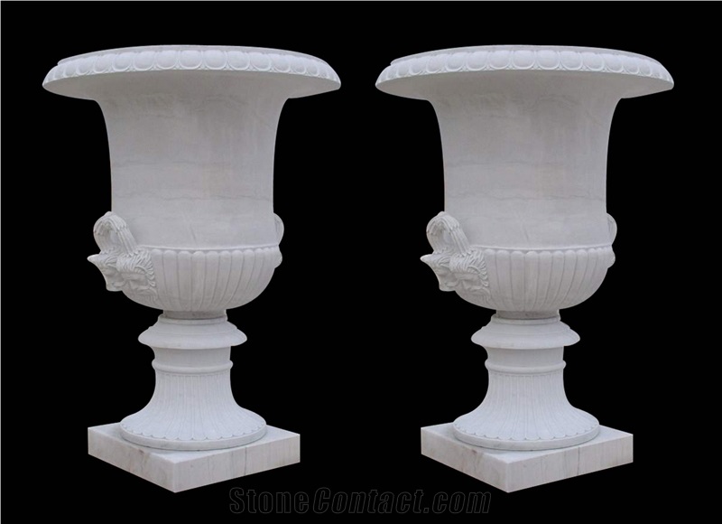 Vase Marble Stone Sculpture Handcarved Pot Mantel Surround