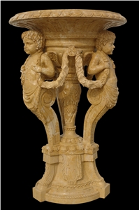 Vase Marble Stone Sculpture Handcarved Pot Mantel Surround