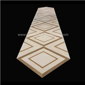 Waterjet Medallions Prism Pattern Floor Decor Polished Marble Inlaid