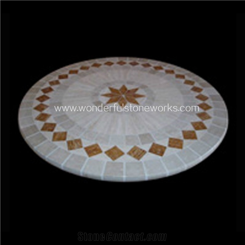 Waterjet Medallions Prism Pattern Floor Decor Polished Marble Inlaid