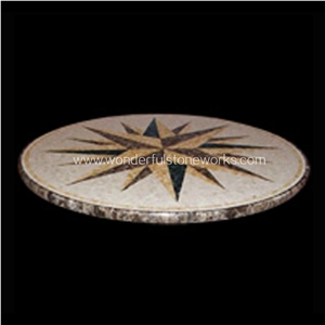 Waterjet Medallions Prism Pattern Floor Decor Polished Marble Inlaid