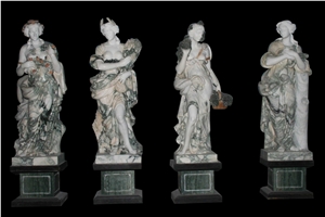 White and Green Marble Handcarved Human Sculptures, Western Style