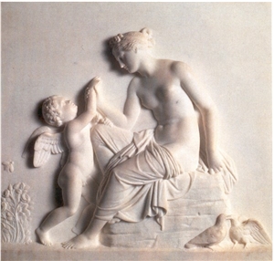 White Handcarved Marble Western Style Sculpture Relief