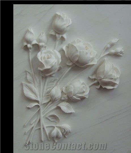 White Handcarved Marble Western Style Sculpture Relief