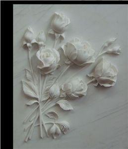 White Handcarved Marble Western Style Sculpture Relief