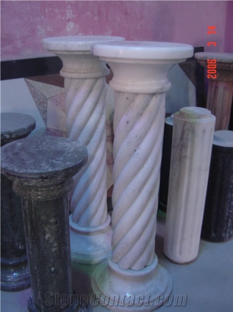 White Limestone Pedesstal Columns