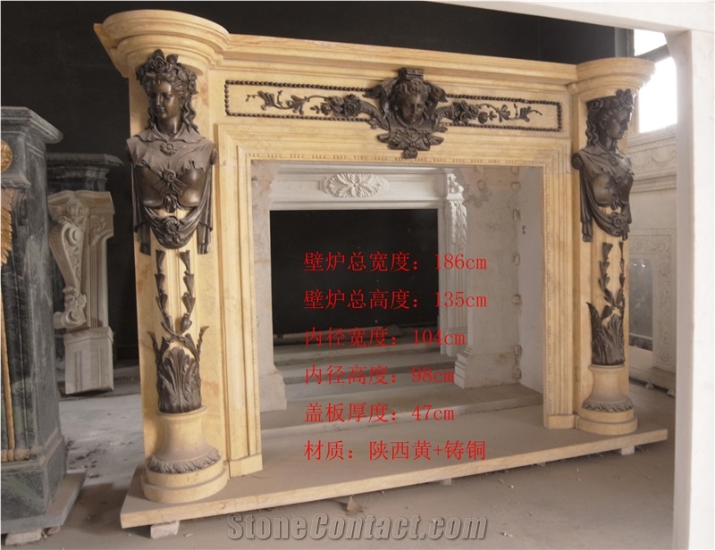 White Marble Fireplace Mantels with Cast Bronze