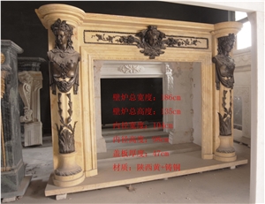 White Marble Fireplace Mantels with Cast Bronze