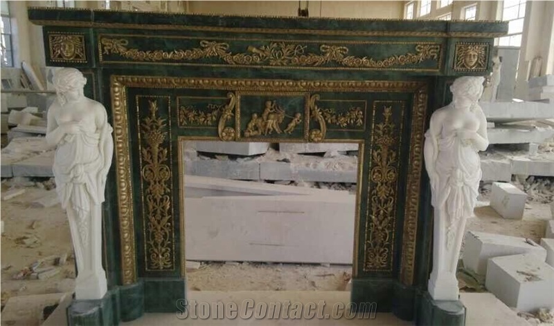 White Marble Fireplace Mantels with Cast Bronze