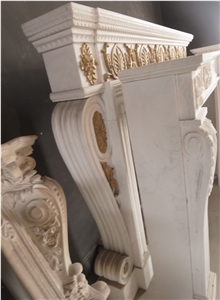 White Marble Fireplace Mantels with Cast Bronze