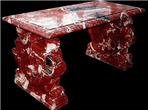 White Marble Garden Bench & Table Stone Bench