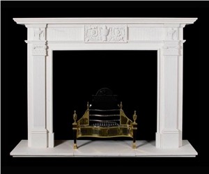 White Marble Handcarved Sculpture Stone Fireplace Mantel White Marble Handcarved Sculpture Stone Fireplace Mantel