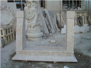 White Marble Handcarved Western Style Stone Fireplace Mantel