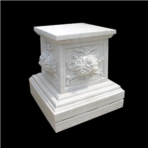 White Marble Sculptured Column Capitals, Western Style Building Column