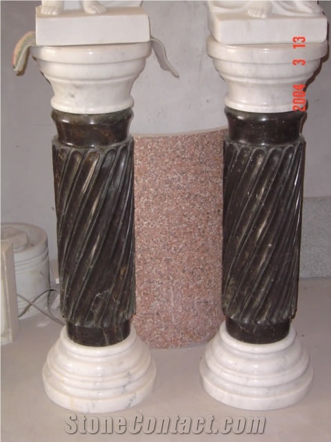White Marble Sculptured Column Capitals, Western Style Building Column