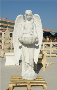White Marble Sculptures Handcarved Angel Statues