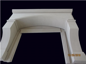 White Natural Sandstone Handcarved Fireplace Mantel,Fireplace Surround