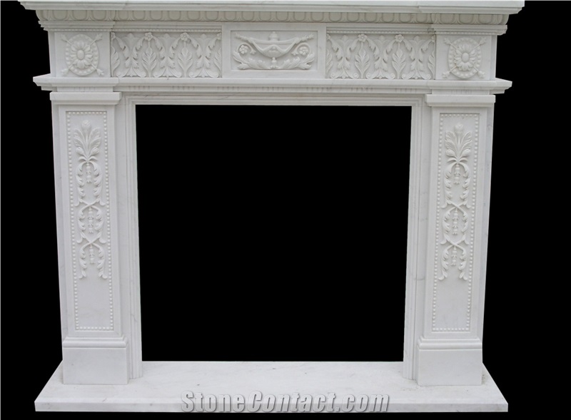 White Natural Sandstone Handcarved Fireplace Mantel,Fireplace Surround