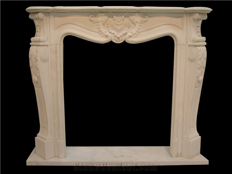 White Natural Sandstone Handcarved Fireplace Mantel,Fireplace Surround