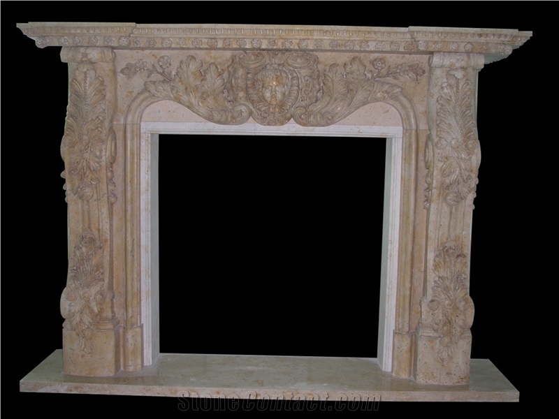 White Natural Sandstone Handcarved Fireplace Mantel,Fireplace Surround