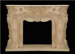 White Natural Sandstone Handcarved Fireplace Mantel,Fireplace Surround