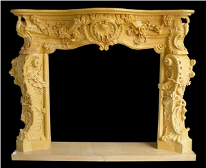 White Natural Sandstone Handcarved Fireplace Mantel,Fireplace Surround