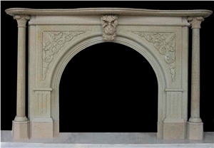 White Natural Sandstone Handcarved Fireplace Mantel,Fireplace Surround