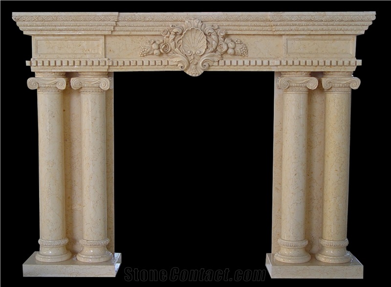 White Natural Sandstone Handcarved Fireplace Mantel,Fireplace Surround