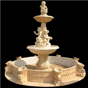 Yellow Marble Handcarved Garden Fountain Yellow Marble Handcarved Garden Fountain