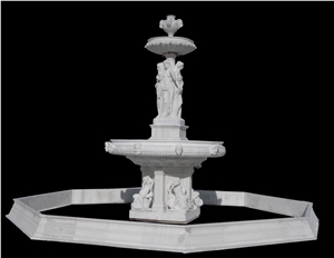 Yellow Marble Handcarved Garden Fountain