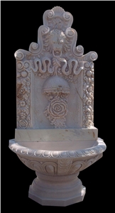 Yellow Marble Handcarved Garden Fountain