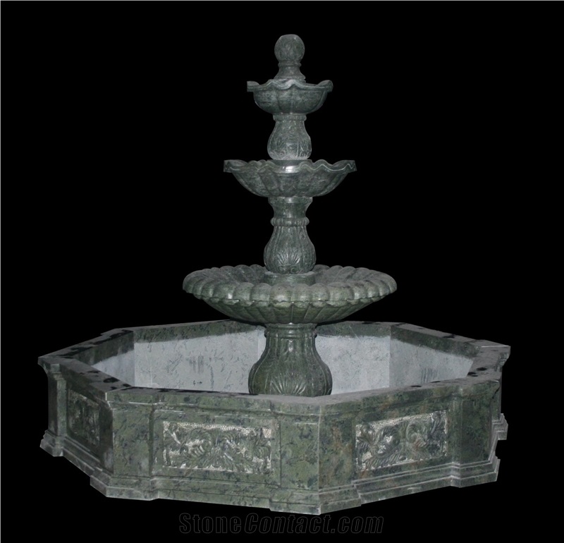 Yellow Marble Handcarved Garden Fountain