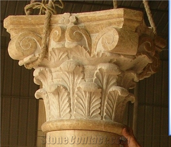Beige Marble Column Shafts Capitals Pillars Roman Columns