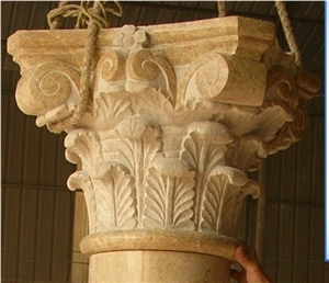 Beige Marble Column Shafts Capitals Pillars Roman Columns