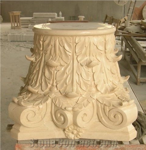 Beige Marble Column Shafts Capitals Pillars Roman Columns