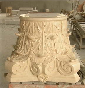 Beige Marble Column Shafts Capitals Pillars Roman Columns