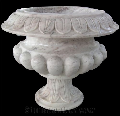 Light Beige Marble Flower Pot Garden Pot
