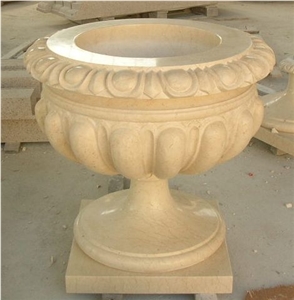 Light Beige Marble Flower Pot Garden Pot